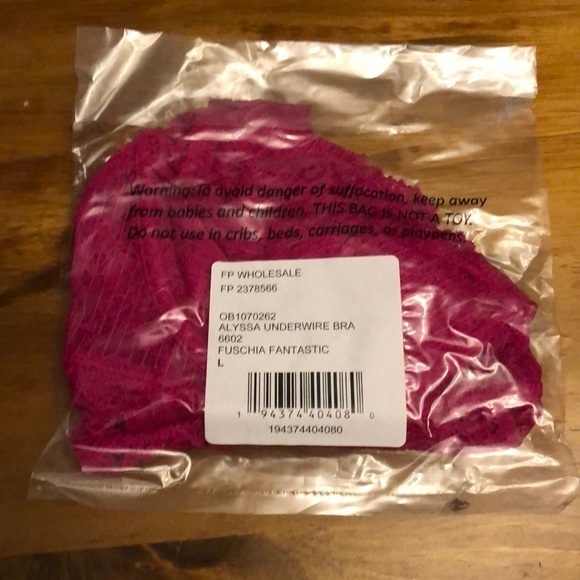 Free People Alyssa Underwire Bra Fuchsia Pink Large New - Picture 5 of 6